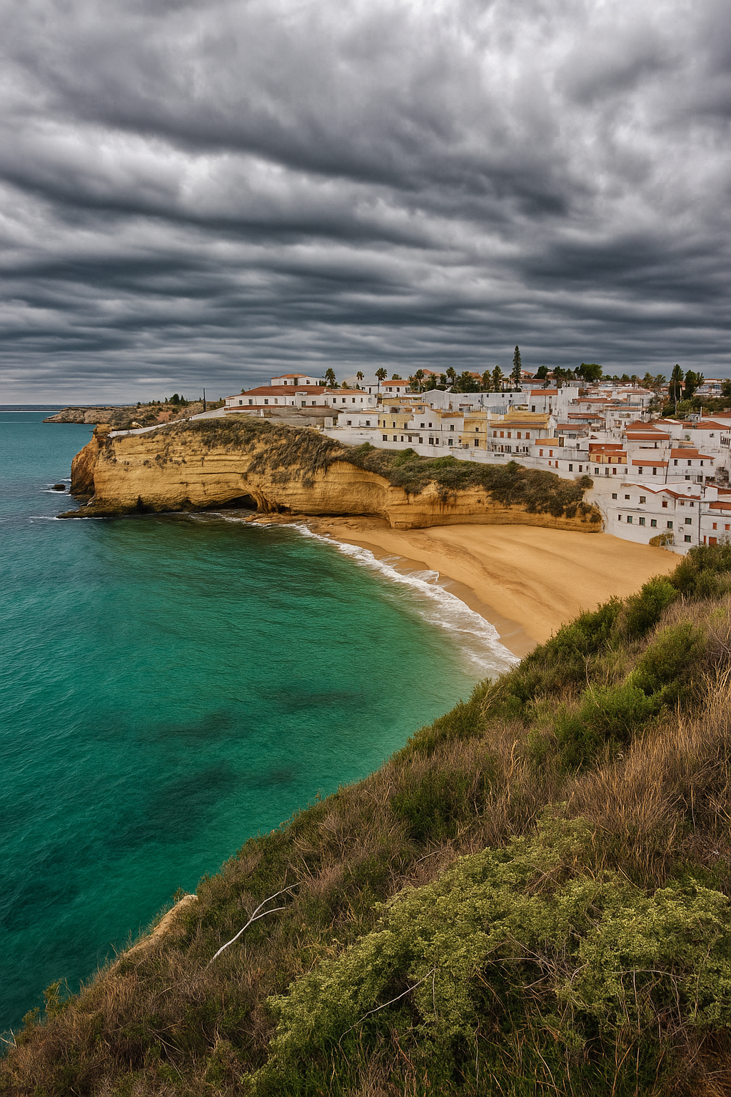 пляж Маринья (Praia da Marinha) в Португалии